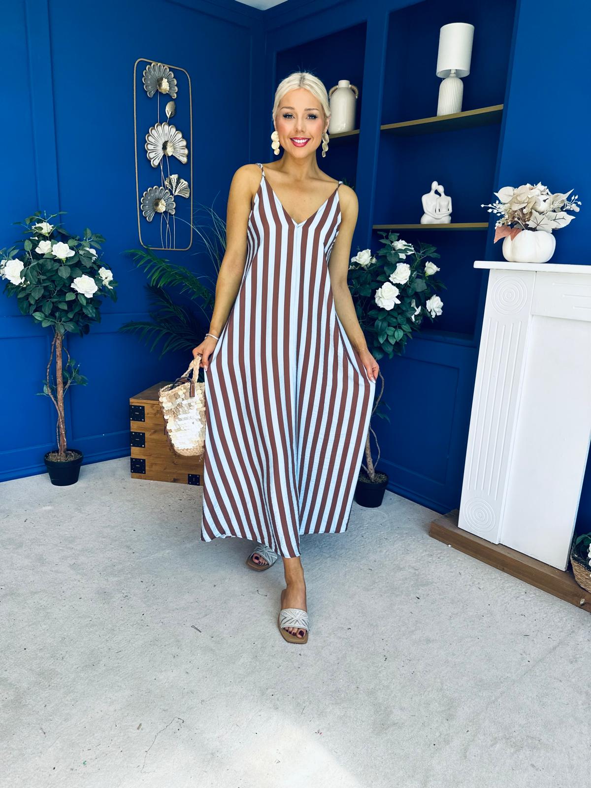 Bobi Striped Maxi Dress Dress Coco Blue