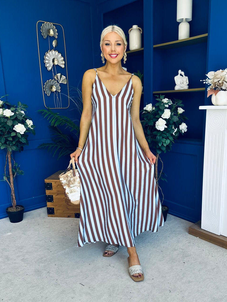 Bobi Striped Maxi Dress Dress Coco Blue