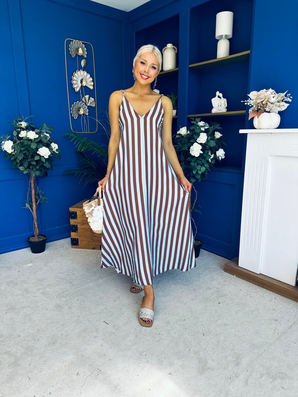 Bobi Striped Maxi Dress Dress Coco Blue