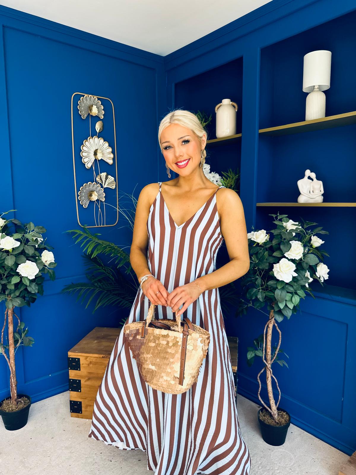 Bobi Striped Maxi Dress Dress Coco Blue