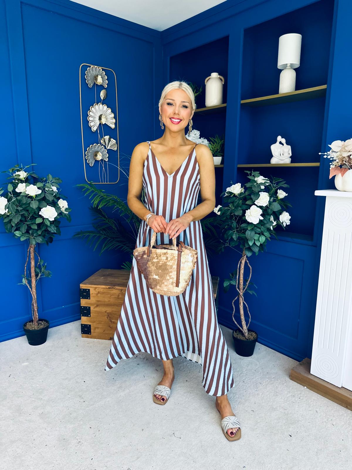 Bobi Striped Maxi Dress Dress Coco Blue