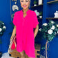 Liana Detailed Mini Shift Dress Hot Pink