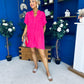 Liana Detailed Mini Shift Dress Hot Pink