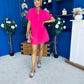 Liana Detailed Mini Shift Dress Hot Pink