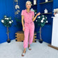 Marissa Short Sleeve Denim Jumpsuit Rose