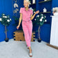 Marissa Short Sleeve Denim Jumpsuit Rose