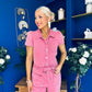 Marissa Short Sleeve Denim Jumpsuit Rose