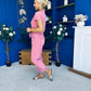 Marissa Short Sleeve Denim Jumpsuit Rose