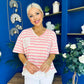 Rianna Lace Detail Striped Top Pink
