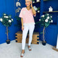 Rianna Lace Detail Striped Top Pink
