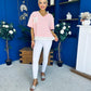 Rianna Lace Detail Striped Top Pink
