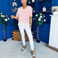 Rianna Lace Detail Striped Top Pink