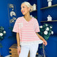 Rianna Lace Detail Striped Top Pink