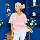Rianna Lace Detail Striped Top Pink