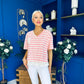 Rianna Lace Detail Striped Top Pink