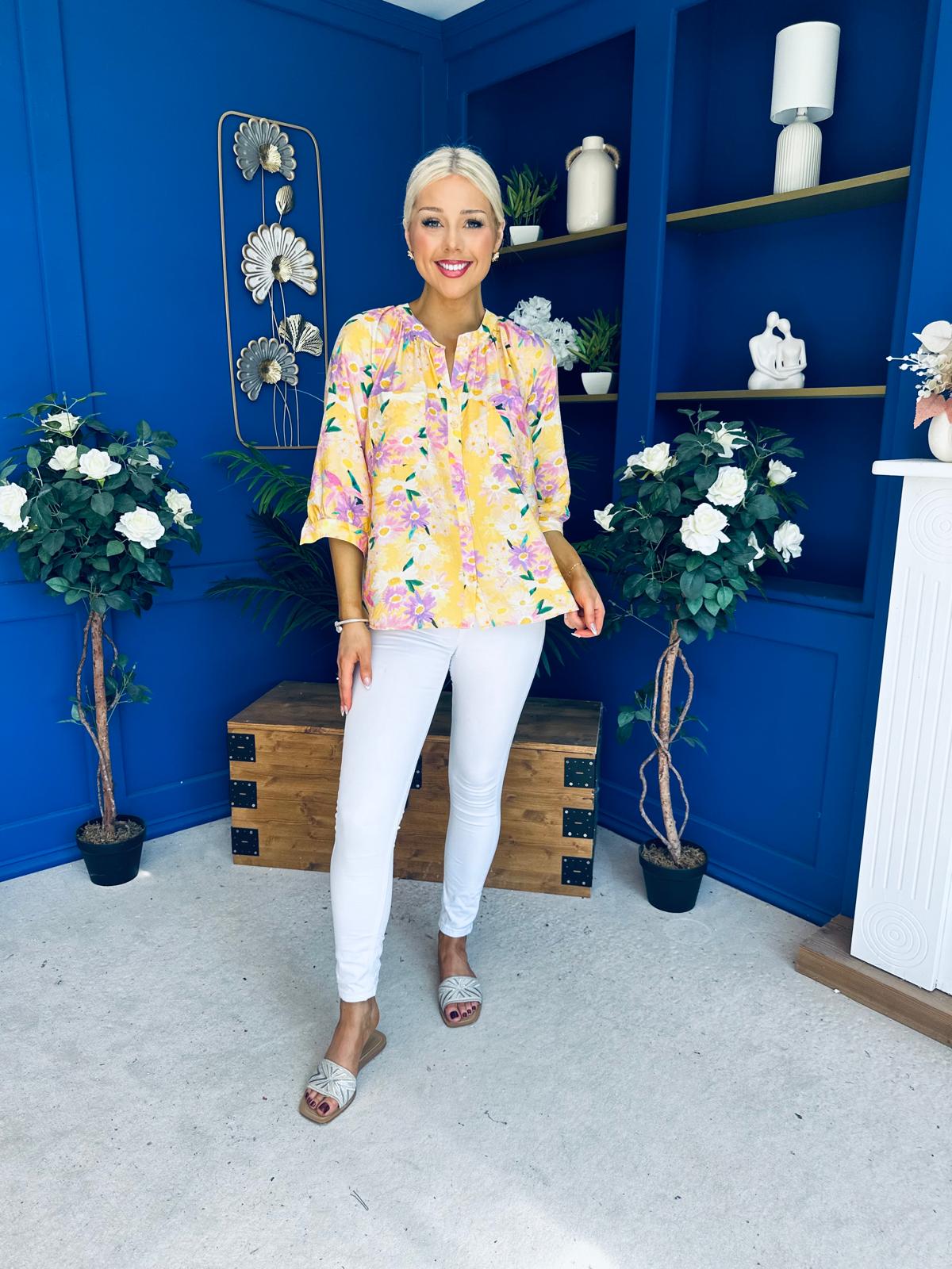 Pepa Detailed Blouse Floral Yellow