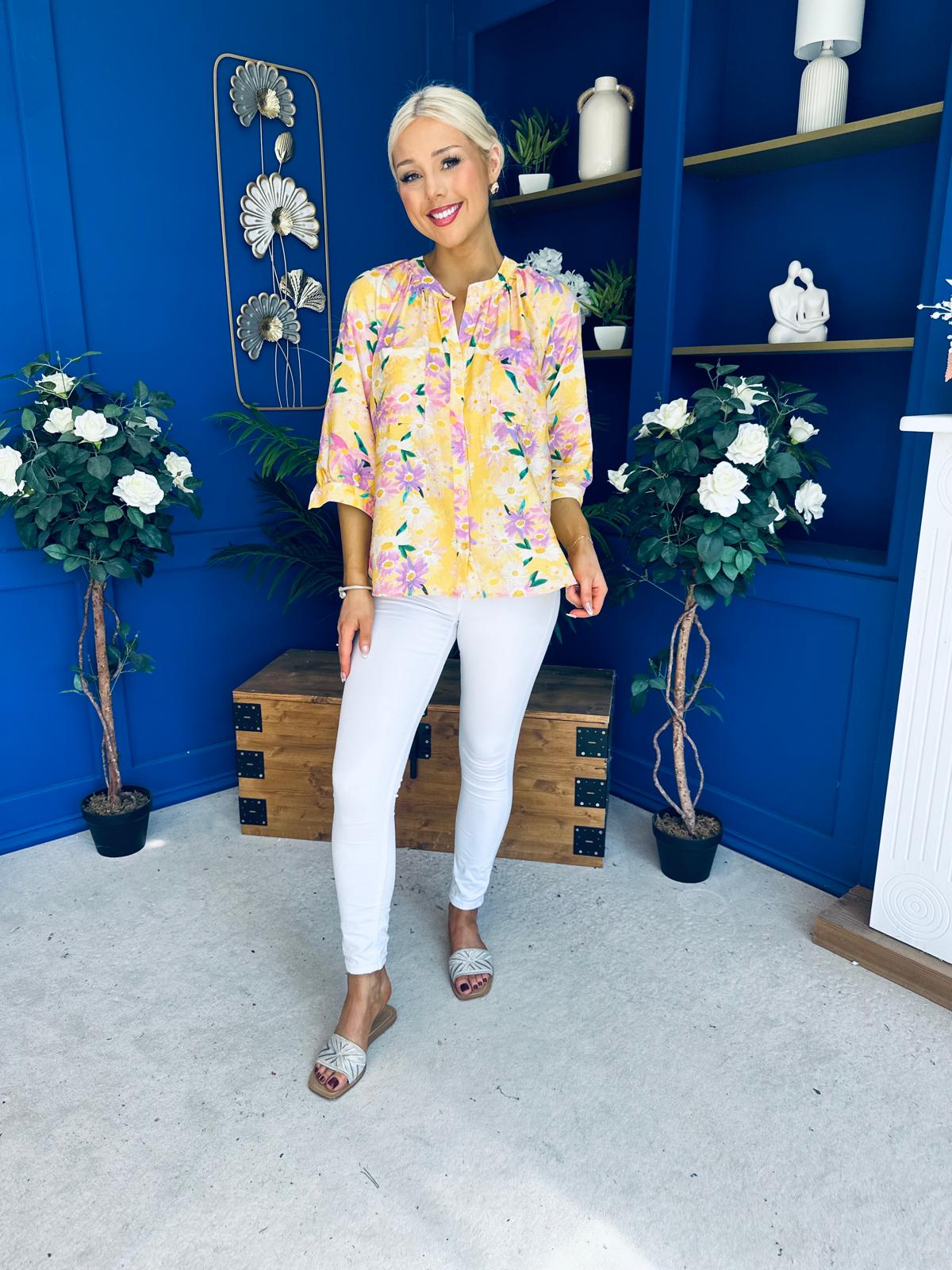 Pepa Detailed Blouse Floral Yellow