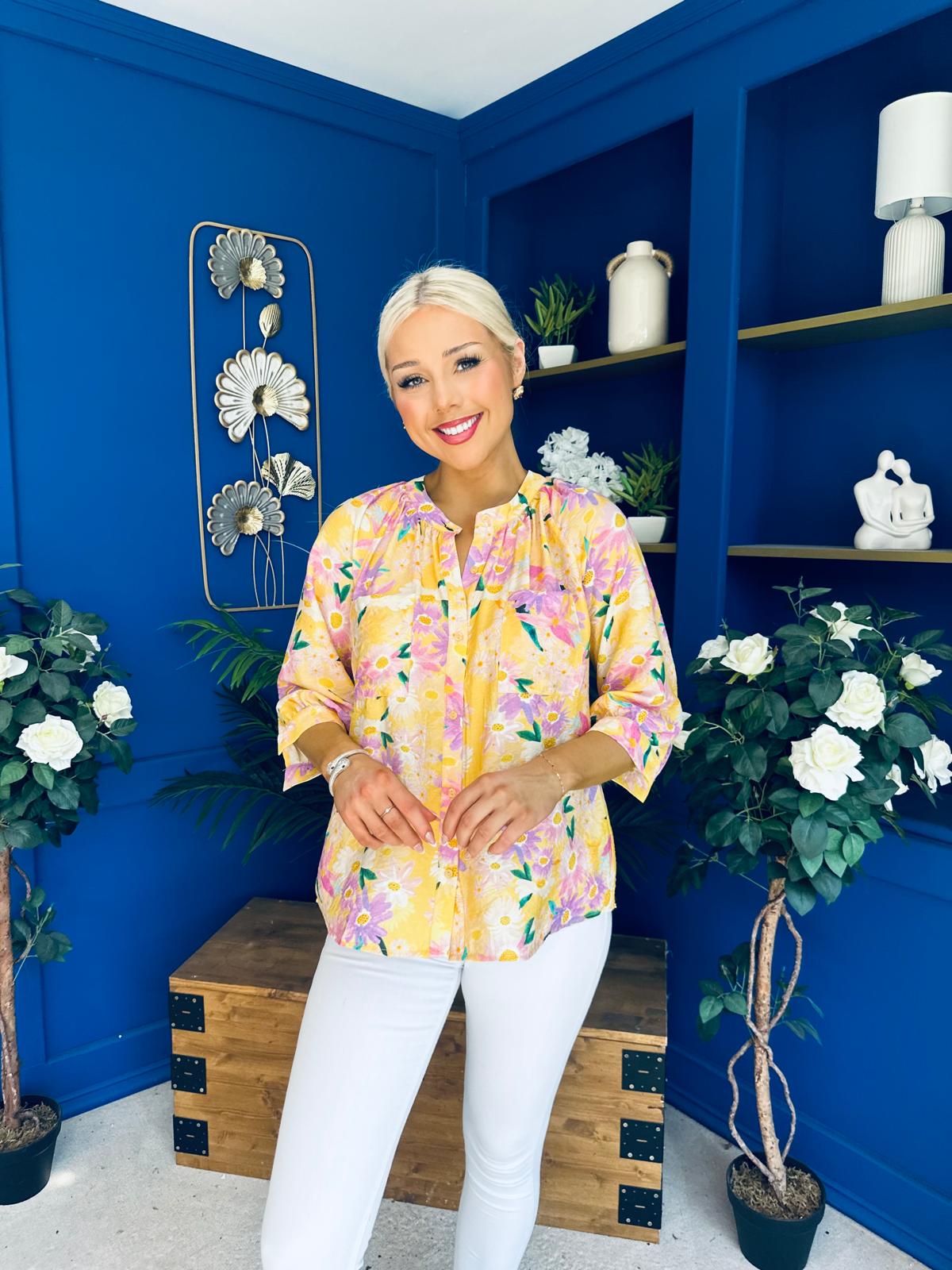 Pepa Detailed Blouse Floral Yellow