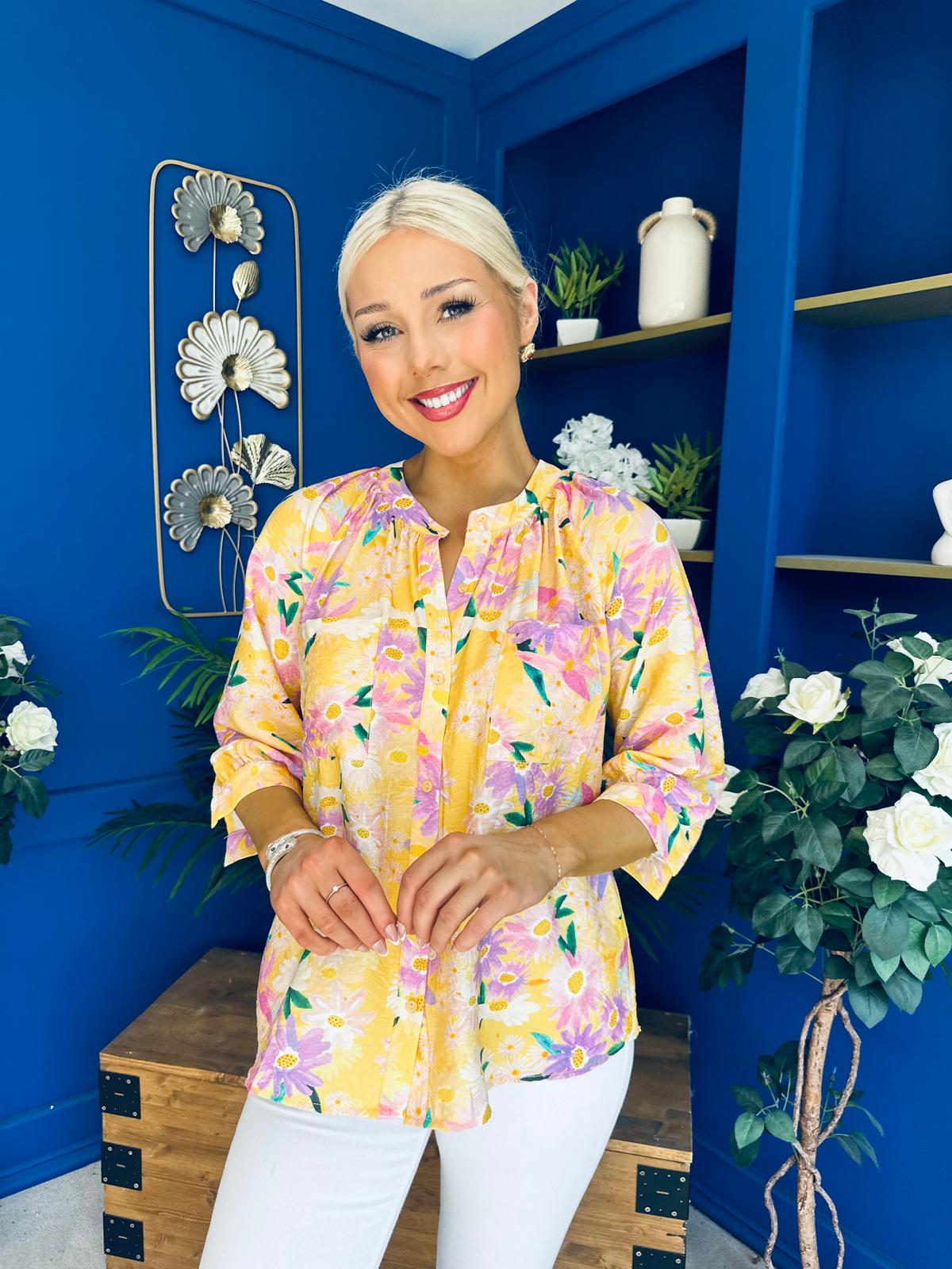 Pepa Detailed Blouse Floral Yellow