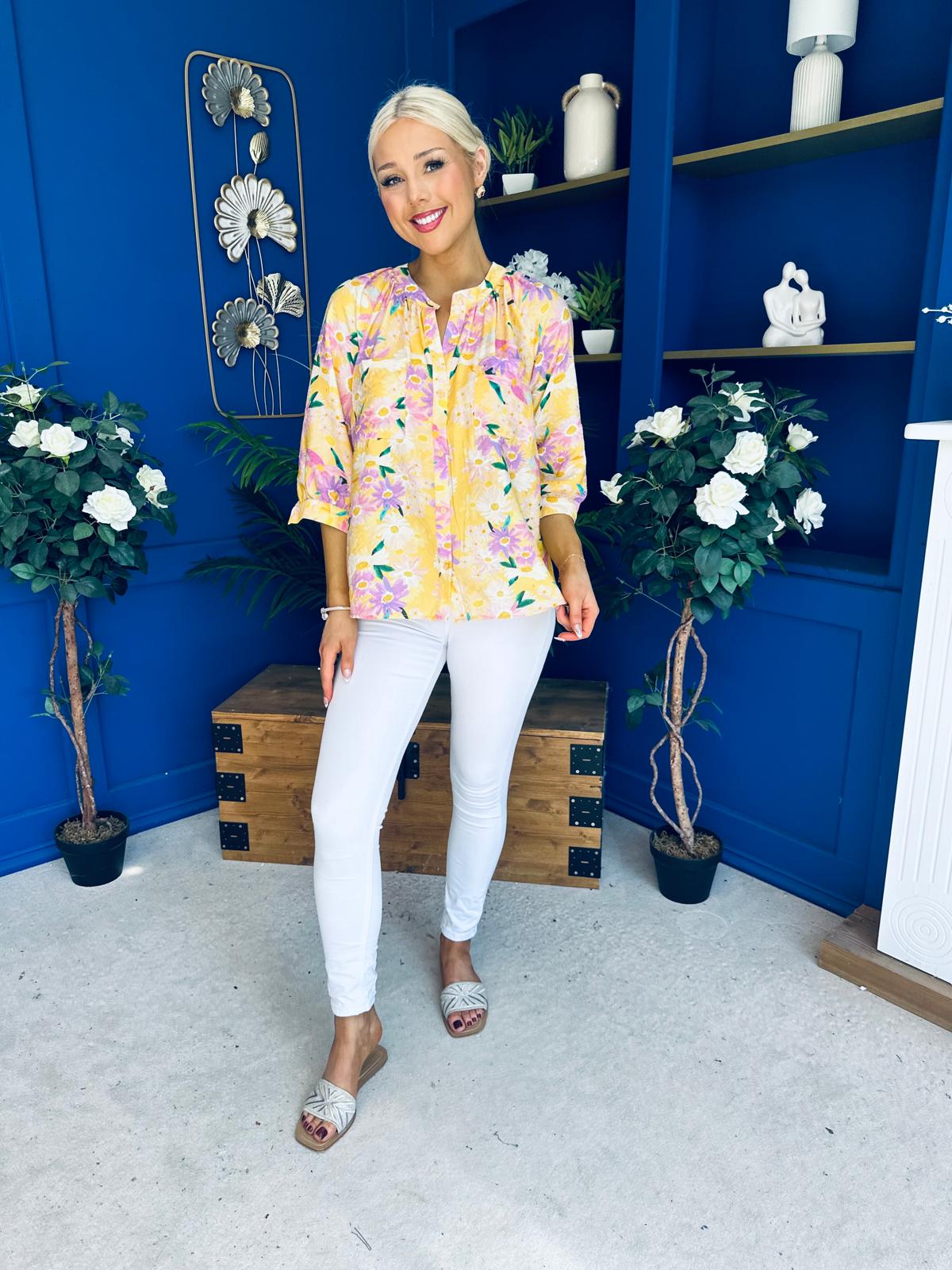 Pepa Detailed Blouse Floral Yellow