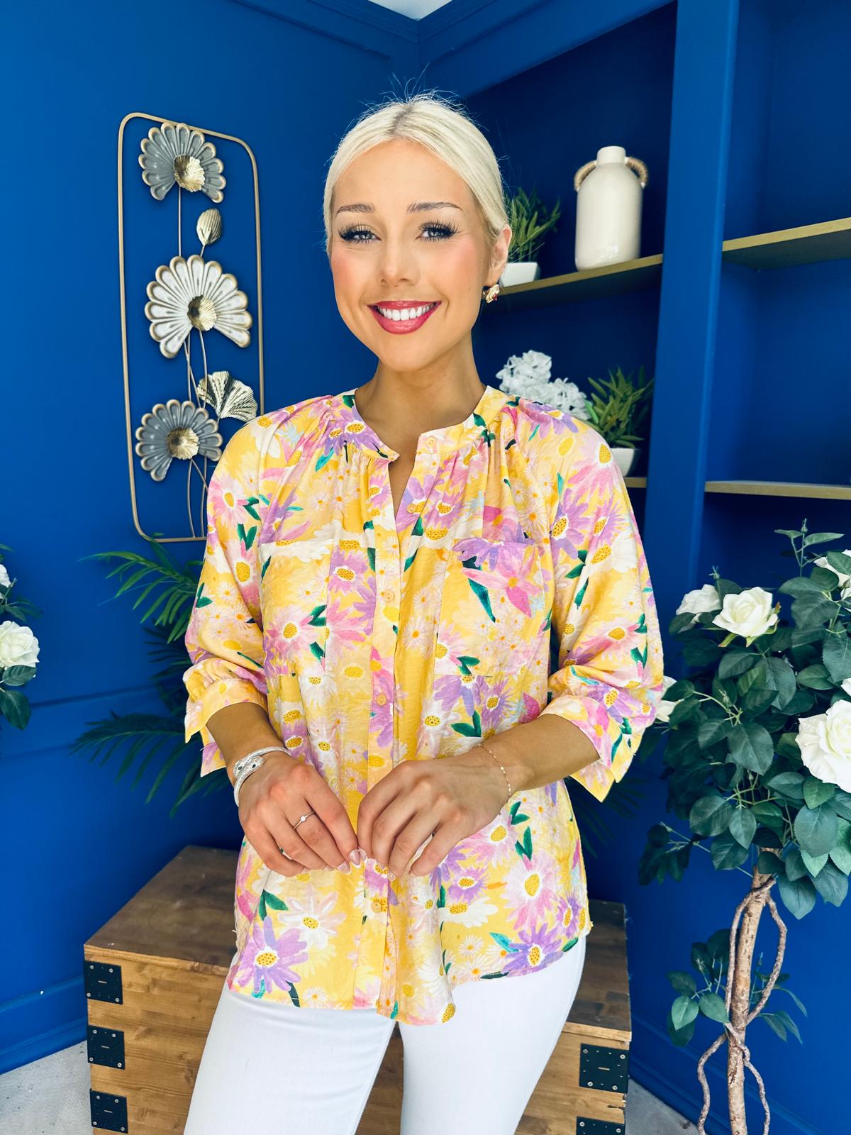 Pepa Detailed Blouse Floral Yellow