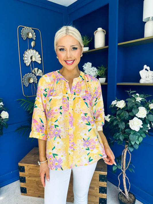 Pepa Detailed Blouse Floral Yellow