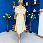 Willow Detailed Bardot Midi Dress Lemon Yellow