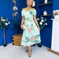 Willow Detailed Bardot Midi Dress Floral Pastel