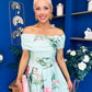 Willow Detailed Bardot Midi Dress Floral Pastel
