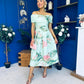Willow Detailed Bardot Midi Dress Floral Pastel
