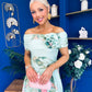 Willow Detailed Bardot Midi Dress Floral Pastel