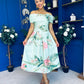 Willow Detailed Bardot Midi Dress Floral Pastel