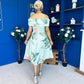 Willow Detailed Bardot Midi Dress Floral Pastel