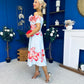 Willow Detailed Bardot Midi Dress Floral Sky