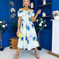 Willow Detailed Bardot Midi Dress Floral Pwr Blue