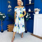Willow Detailed Bardot Midi Dress Floral Pwr Blue