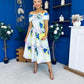 Willow Detailed Bardot Midi Dress Floral Pwr Blue
