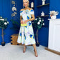 Willow Detailed Bardot Midi Dress Floral Pwr Blue