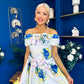 Willow Detailed Bardot Midi Dress Floral Pwr Blue