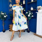 Willow Detailed Bardot Midi Dress Floral Pwr Blue
