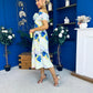 Willow Detailed Bardot Midi Dress Floral Pwr Blue