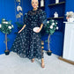 Ethna Frill Sleeve Occasion Dress Polka Black