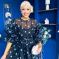 Ethna Frill Sleeve Occasion Dress Polka Black