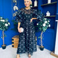 Ethna Frill Sleeve Occasion Dress Polka Black