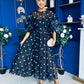 Ethna Frill Sleeve Occasion Dress Polka Black