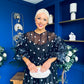 Ethna Frill Sleeve Occasion Dress Polka Black