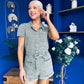 Riley Short Sleeve Denim Playsuit Khaki