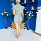 Riley Short Sleeve Denim Playsuit Khaki