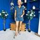 Riley Short Sleeve Denim Playsuit Navy