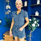 Riley Short Sleeve Denim Playsuit Navy